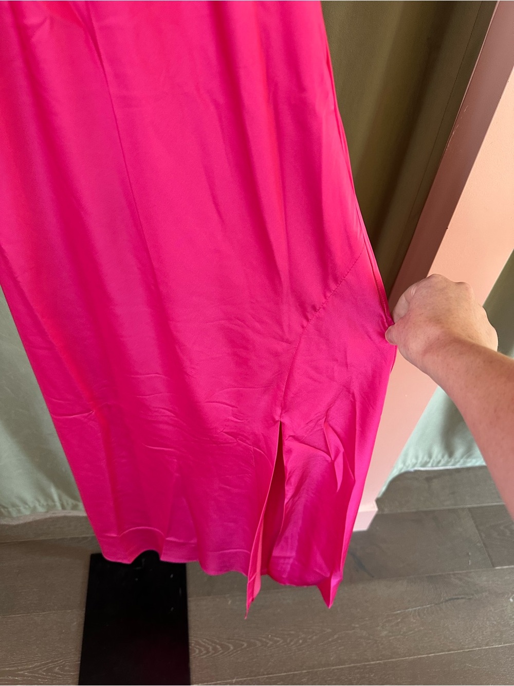 Hutch Mari Hot Pink Halter Midi Dress with Side Slit - Picture 7 of 8